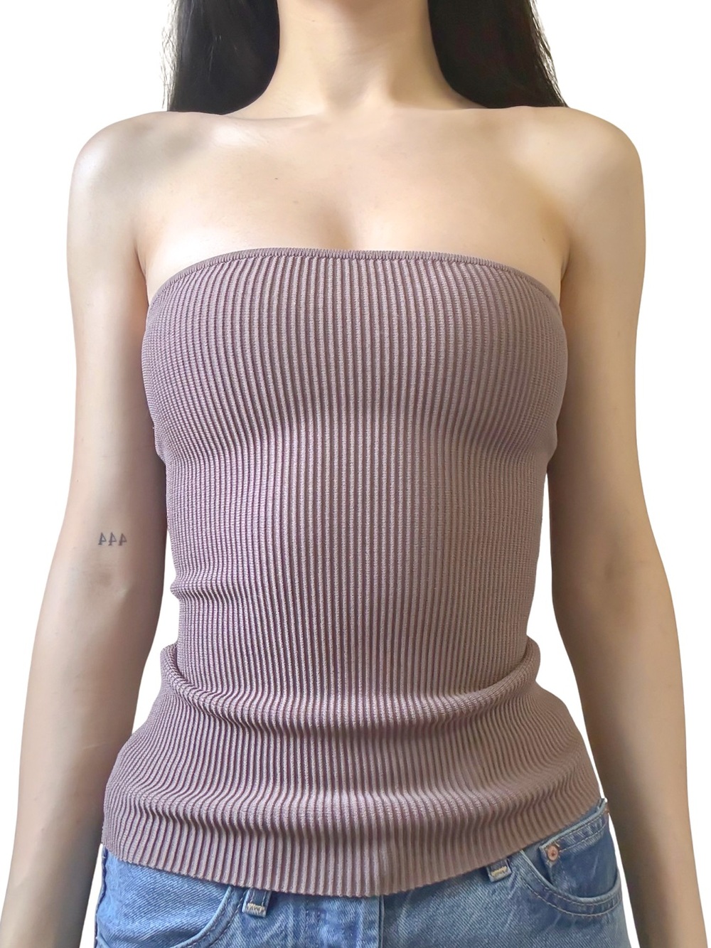 BABATON Sculpt Knit Tube Top Strapless Dusty Mauve Size XS NWOT